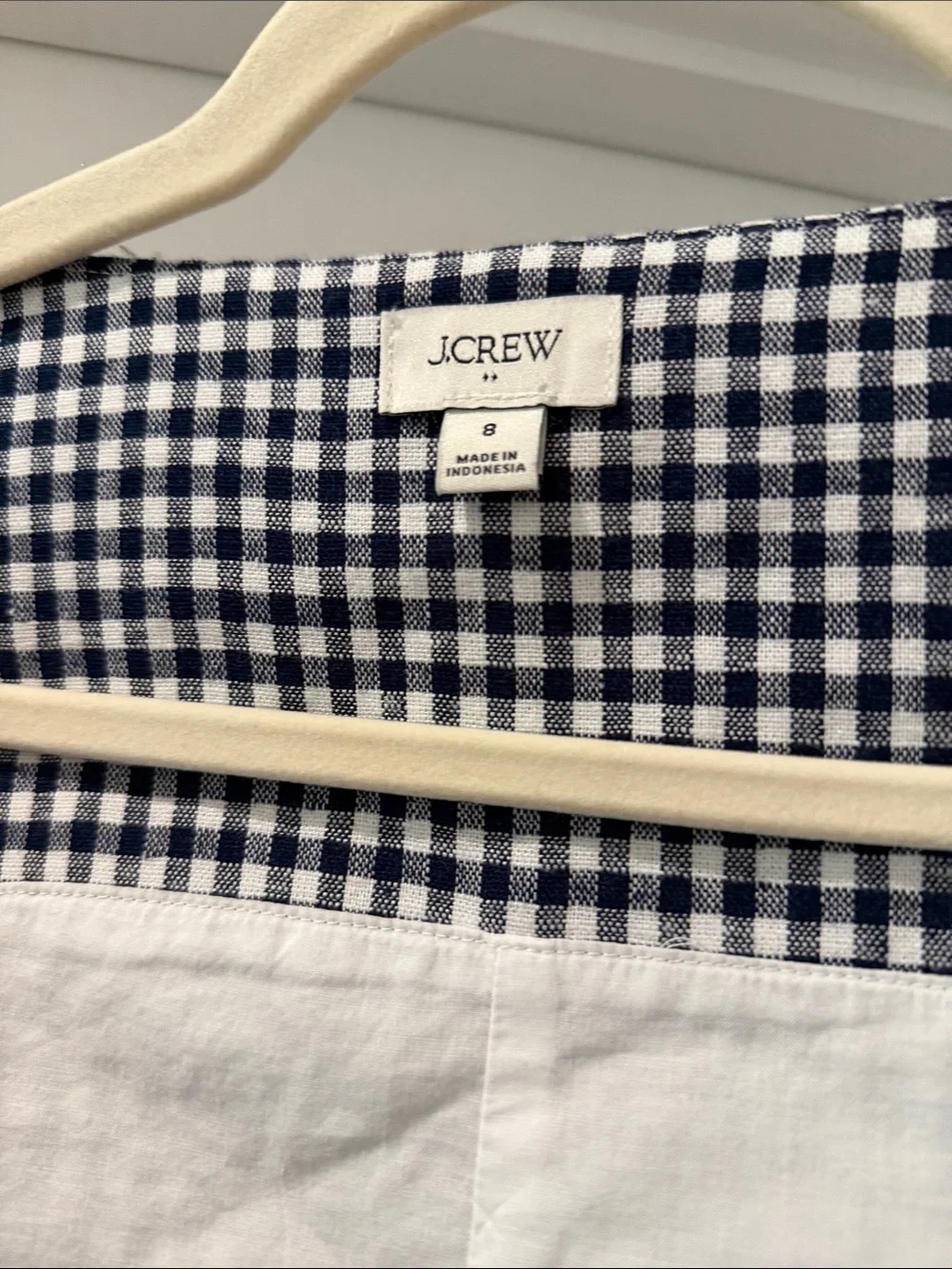 J. Crew Navy and white Gingham Button-Front Crop Top(bw)